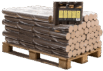 Briquettes rondes de hêtre, demi-palette, 48 paquets x 10 kg (480 kg)